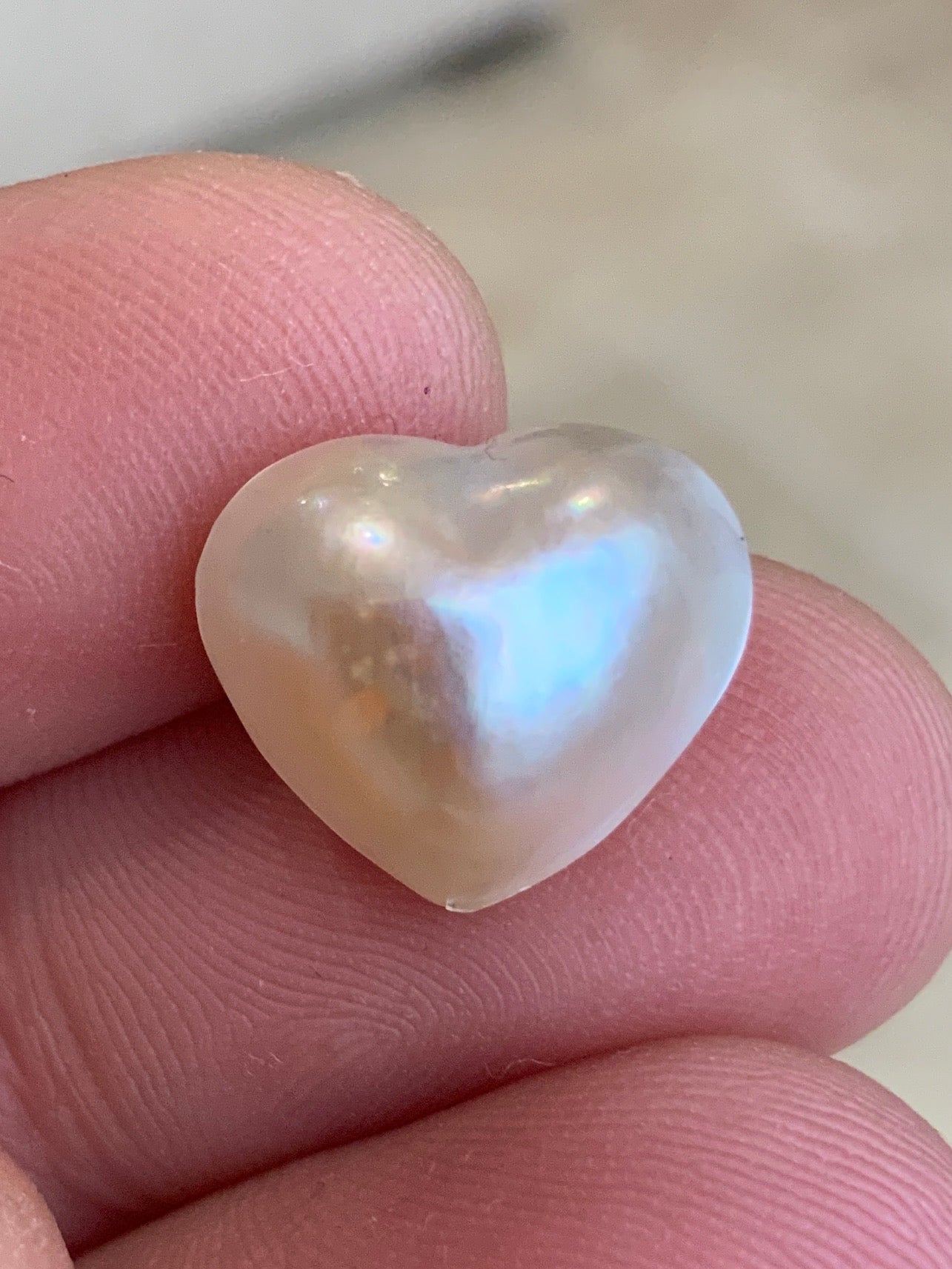 Opal Essence Australian Mabe Blister Pearl White Heart pendant or ring  