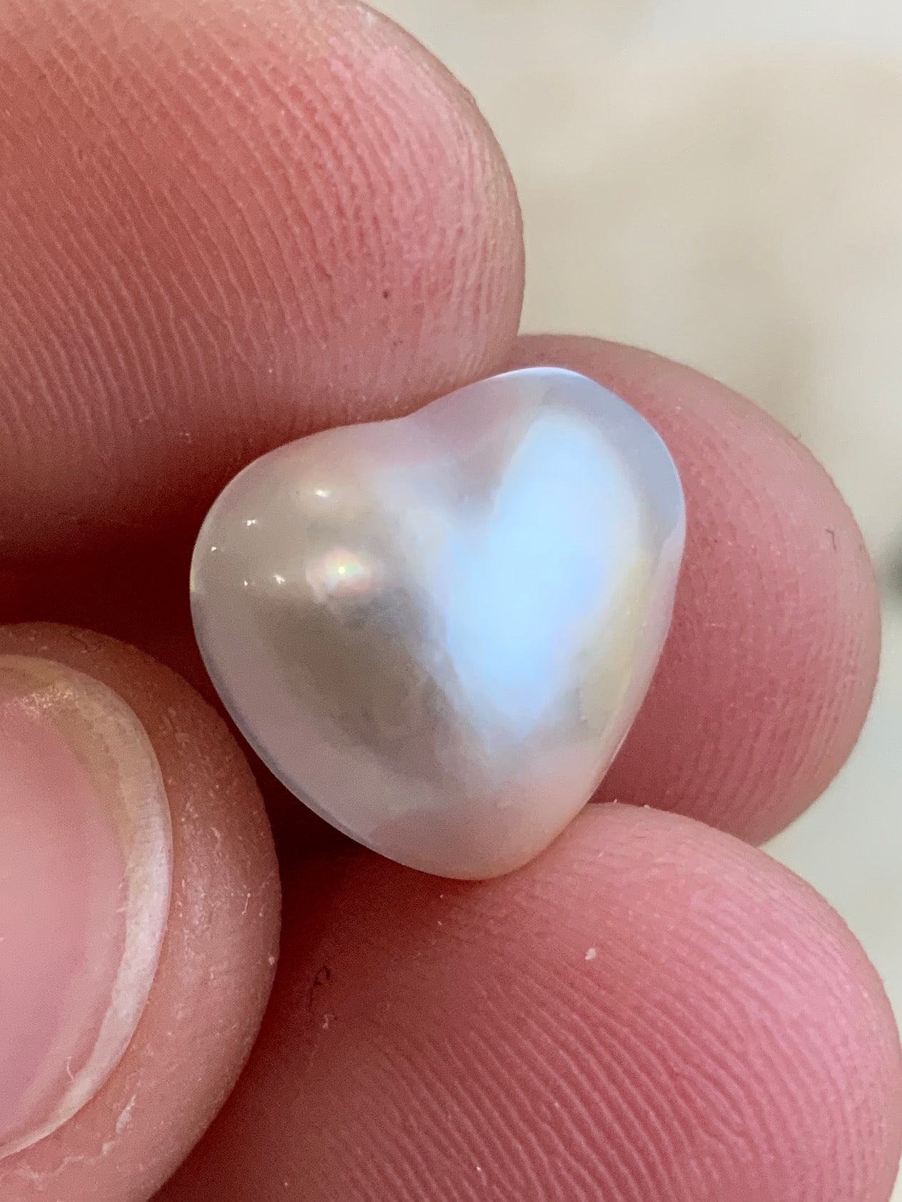 Opal Essence Australian Mabe Blister Pearl White Heart pendant or ring  