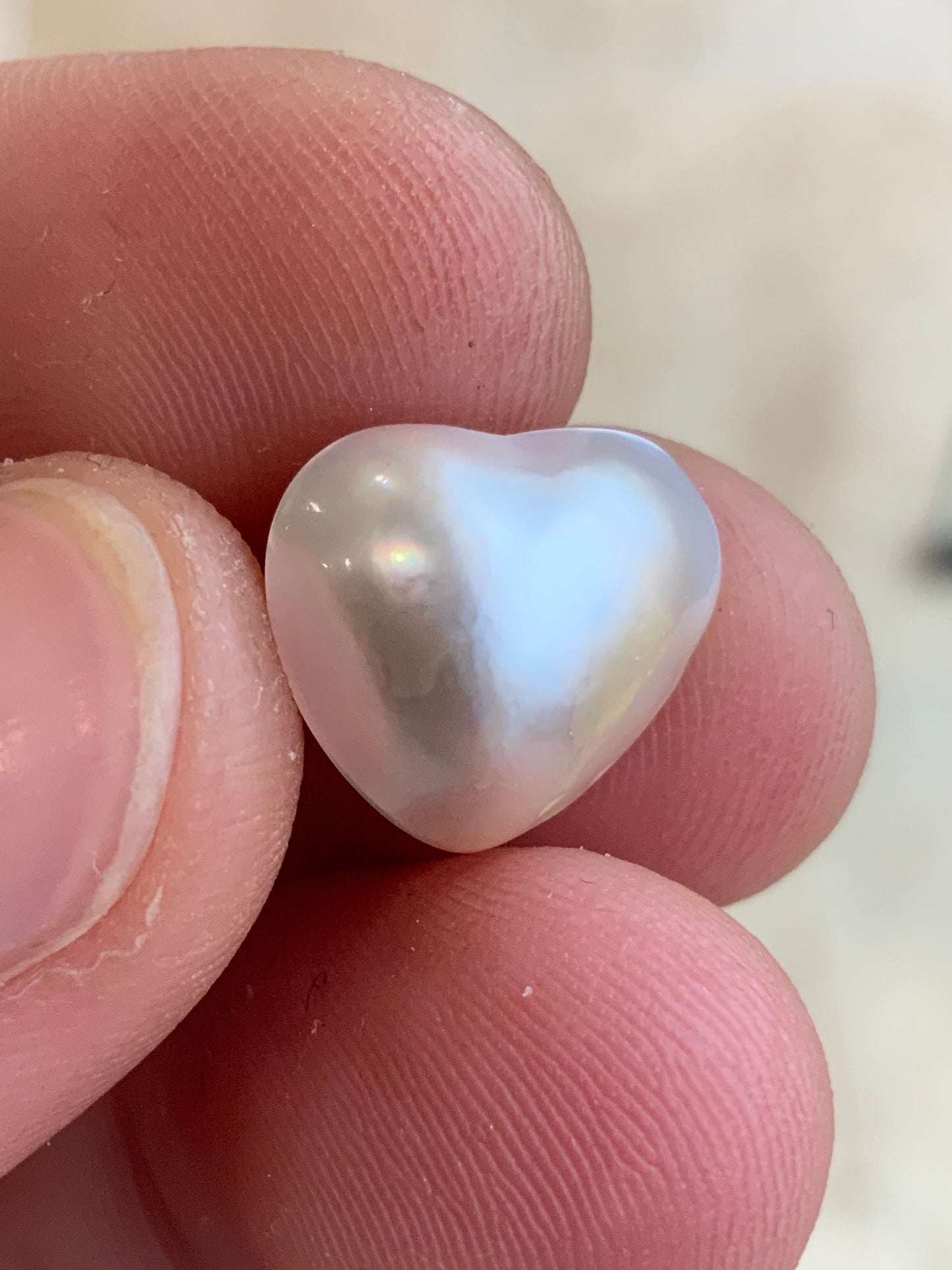 Opal Essence Australian Mabe Blister Pearl White Heart pendant or ring  
