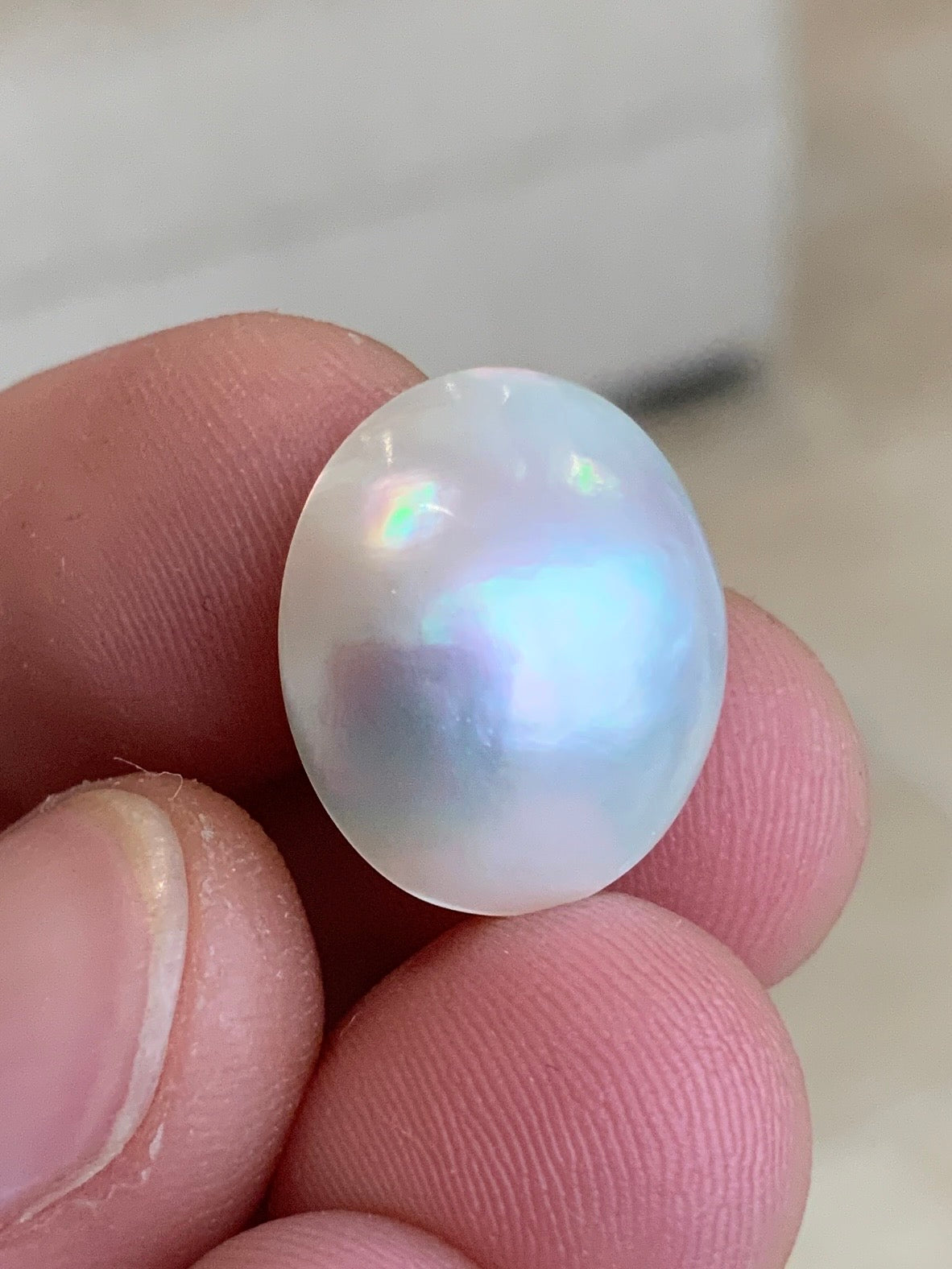 Opal Essence Australian Mabe Blister Pearl White Oval pendant or ring  