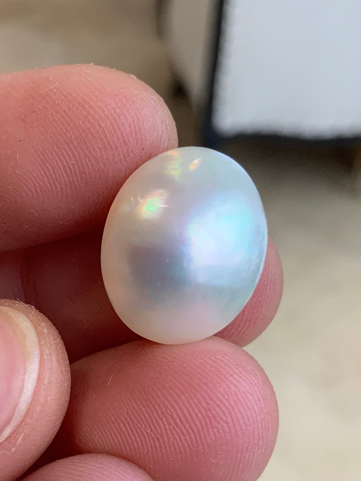 Opal Essence Australian Mabe Blister Pearl White Oval pendant or ring  