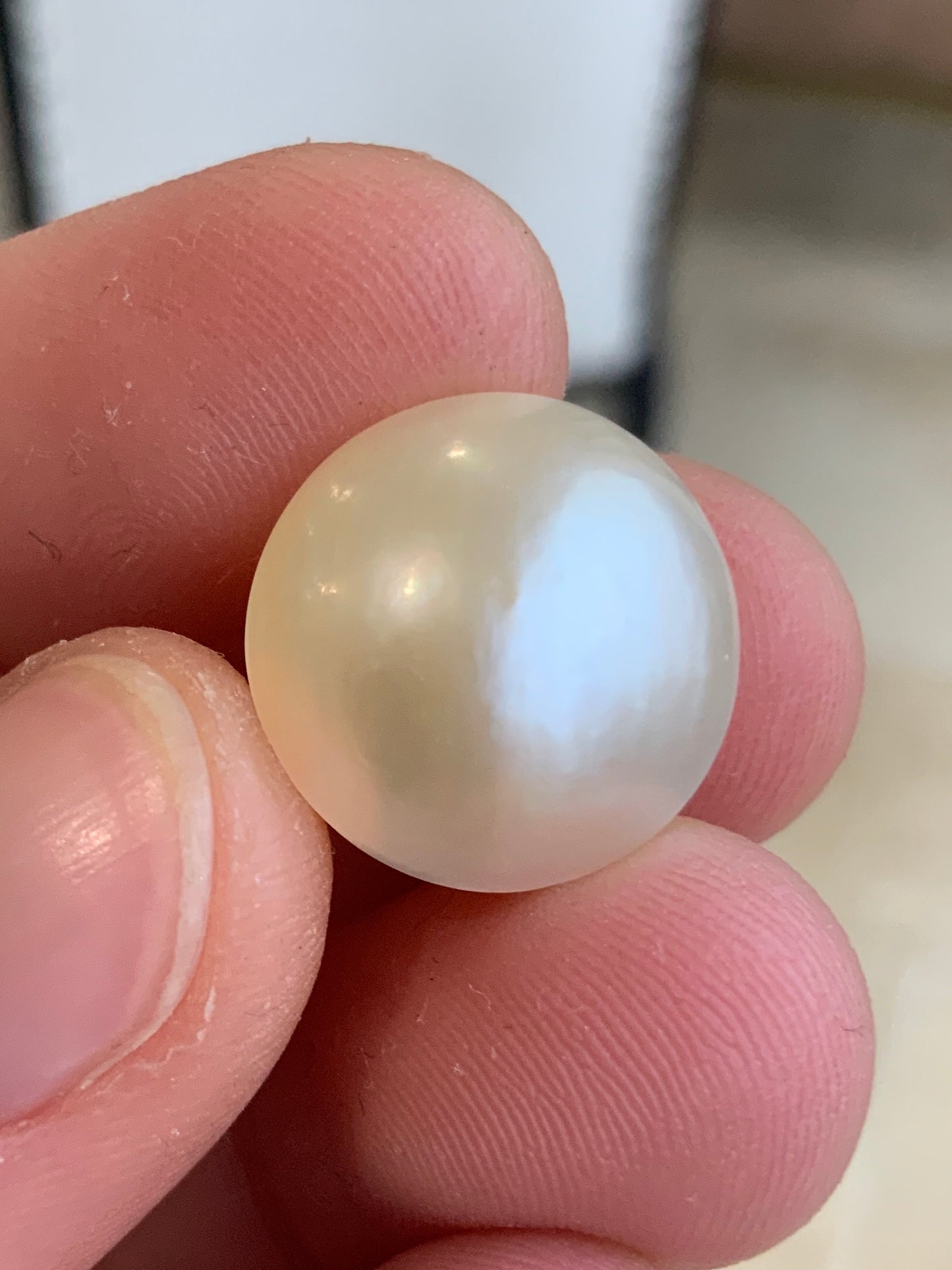 Opal Essence Australian Mabe Blister Pearl White Round pendant or ring  