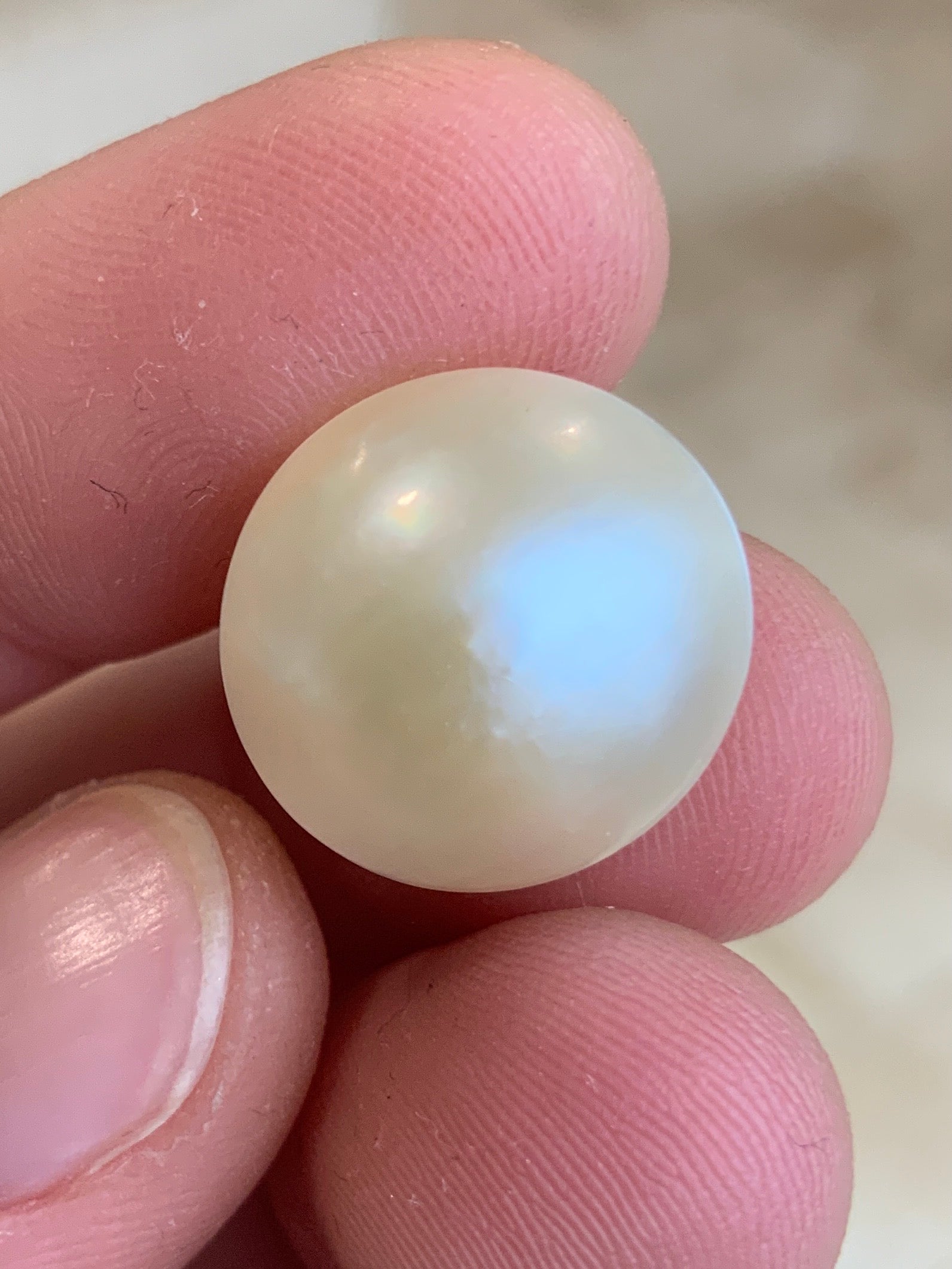 Opal Essence Australian Mabe Blister Pearl White Round pendant or ring  