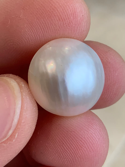 Australian Mabe Pearl Round 14.3mm - Cream White, Broome WA