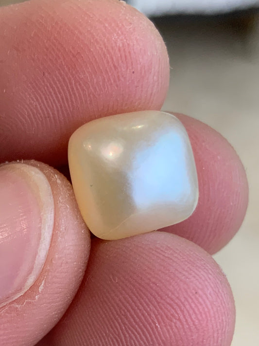 Opal Essence Australian Mabe Blister Pearl White Square pendant or ring  