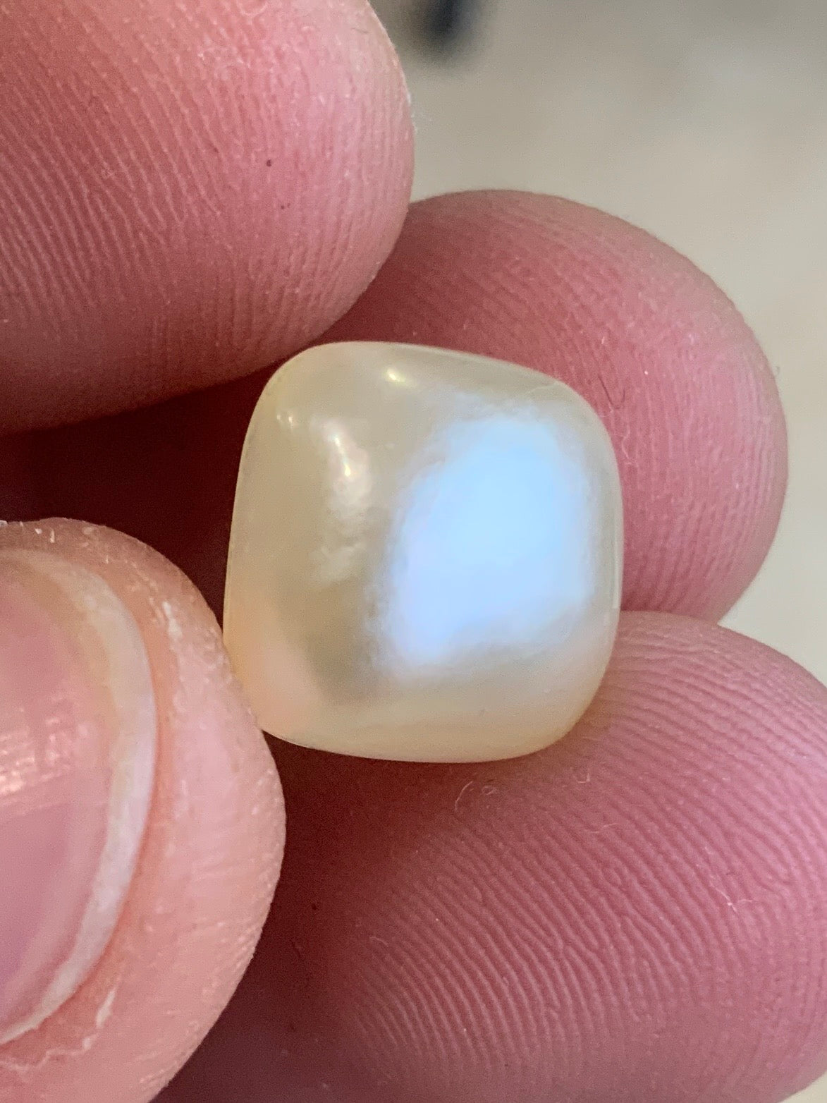 Opal Essence Australian Mabe Blister Pearl White Square pendant or ring  