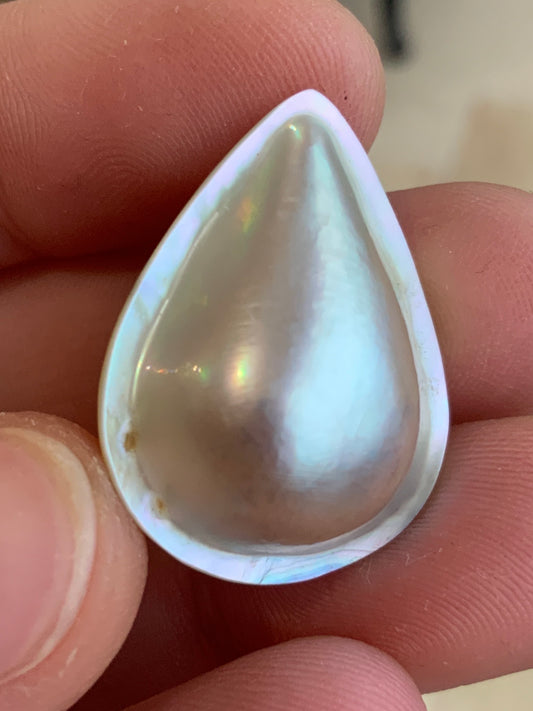 Opal Essence Australian Mabe Blister Pearl White teardrop pendant or ring  
