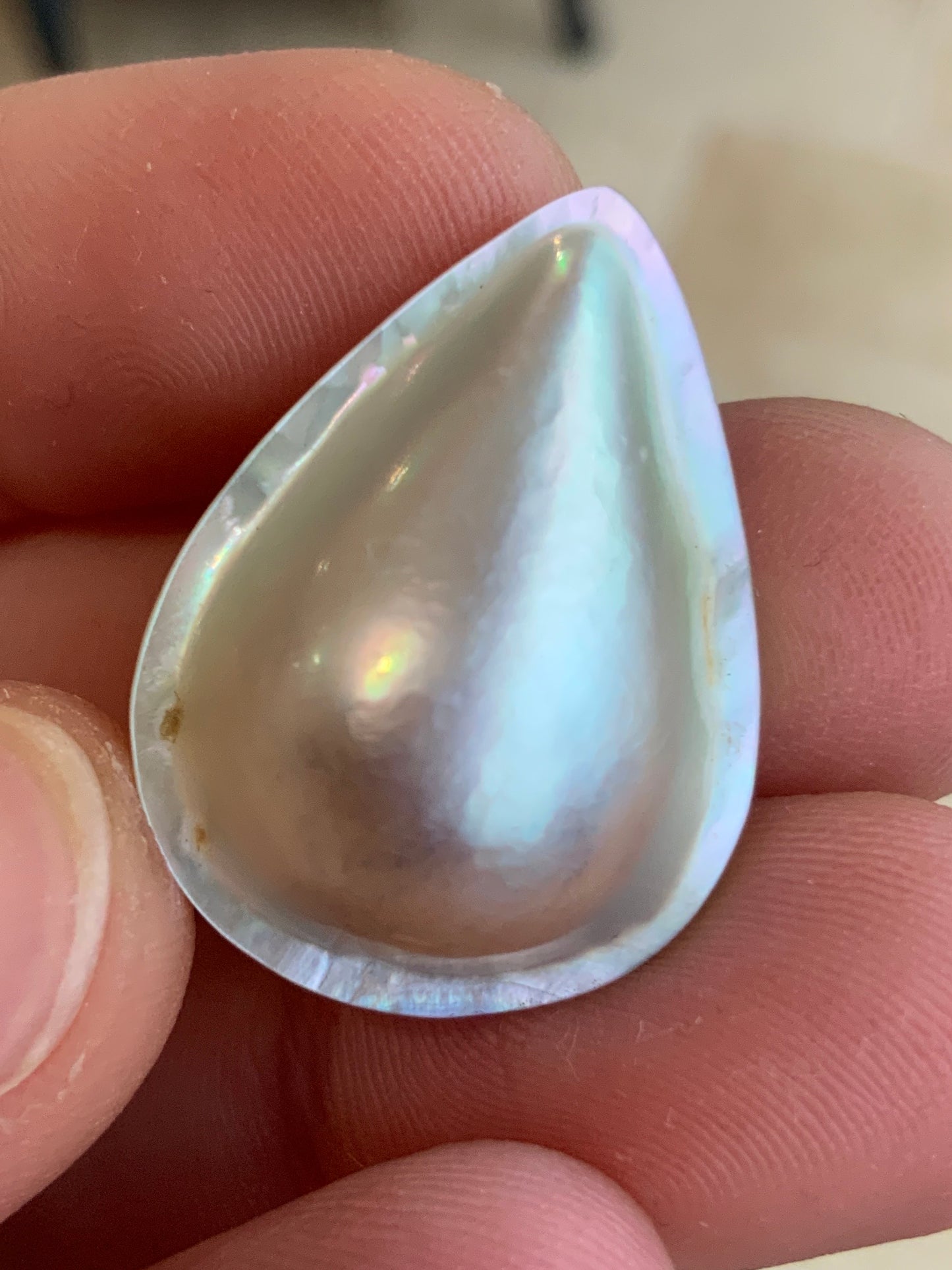 Opal Essence Australian Mabe Blister Pearl White teardrop pendant or ring  