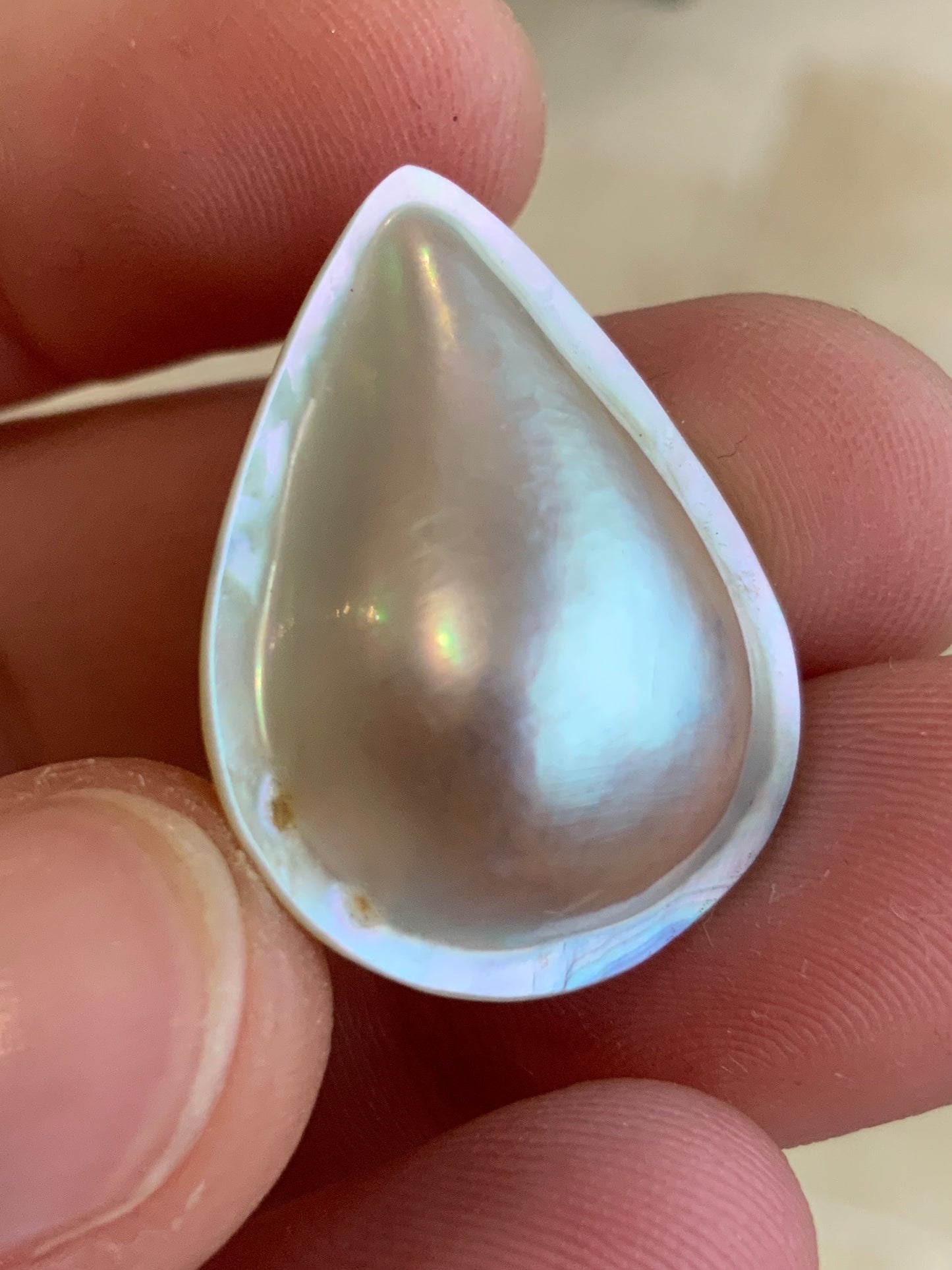 Opal Essence Australian Mabe Blister Pearl White teardrop pendant or ring  