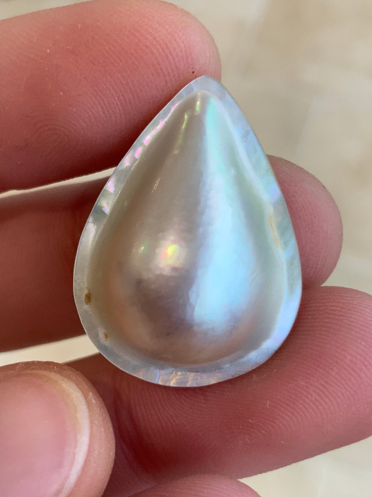 Opal Essence Australian Mabe Blister Pearl White teardrop pendant or ring  