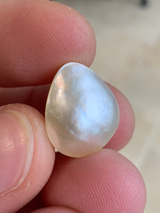 Opal Essence Australian Mabe Blister Pearl White Teardrop pendant or ring  