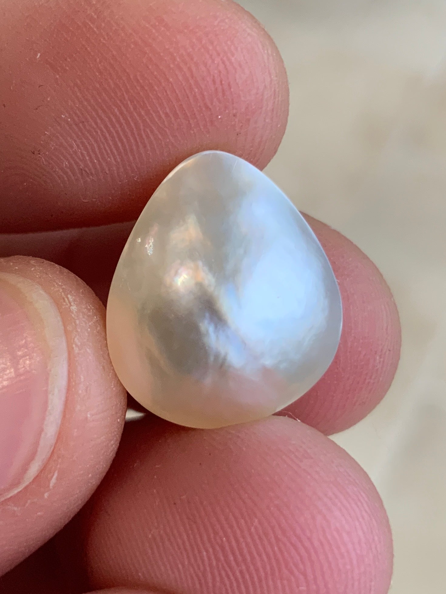 Opal Essence Australian Mabe Blister Pearl White Teardrop pendant or ring  