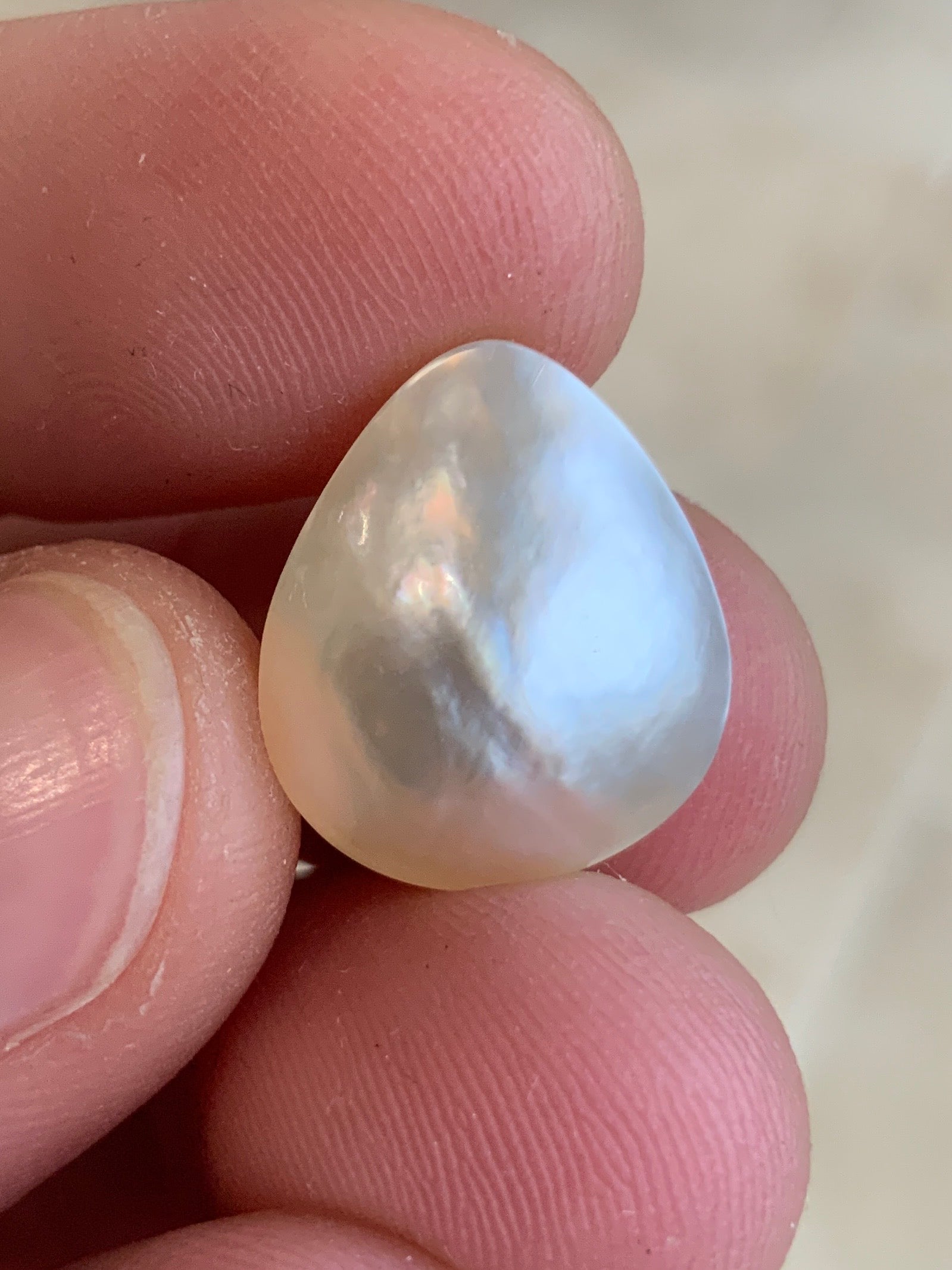 Opal Essence Australian Mabe Blister Pearl White Teardrop pendant or ring  
