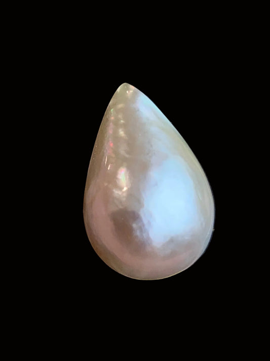 Opal Essence Australian Mabe Blister Pearl White teardrop pendant or ring  