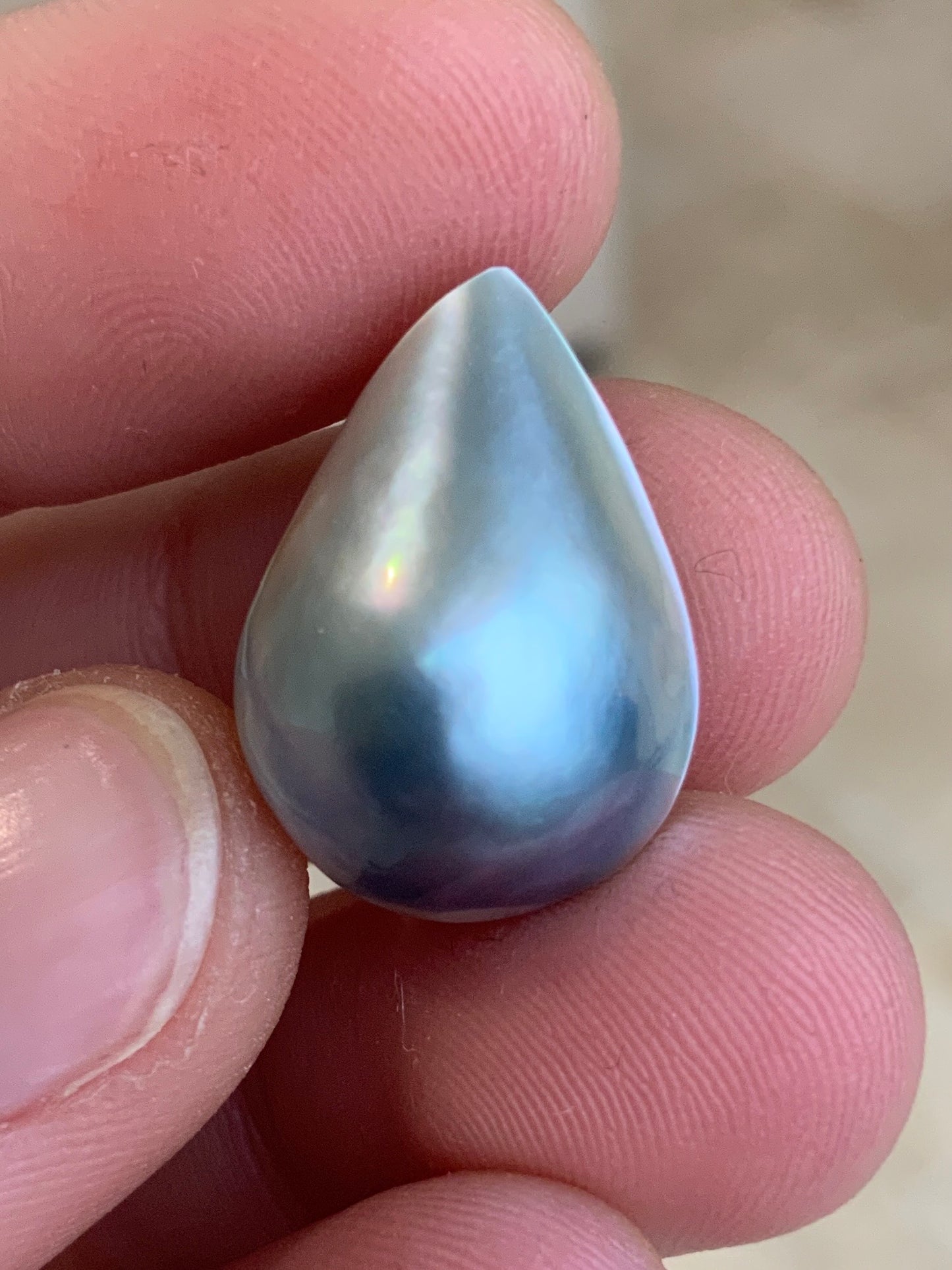 Opal Essence Australian Mabe tahitian Blister Pearl Blue and Grey Teardrop pendant or ring  