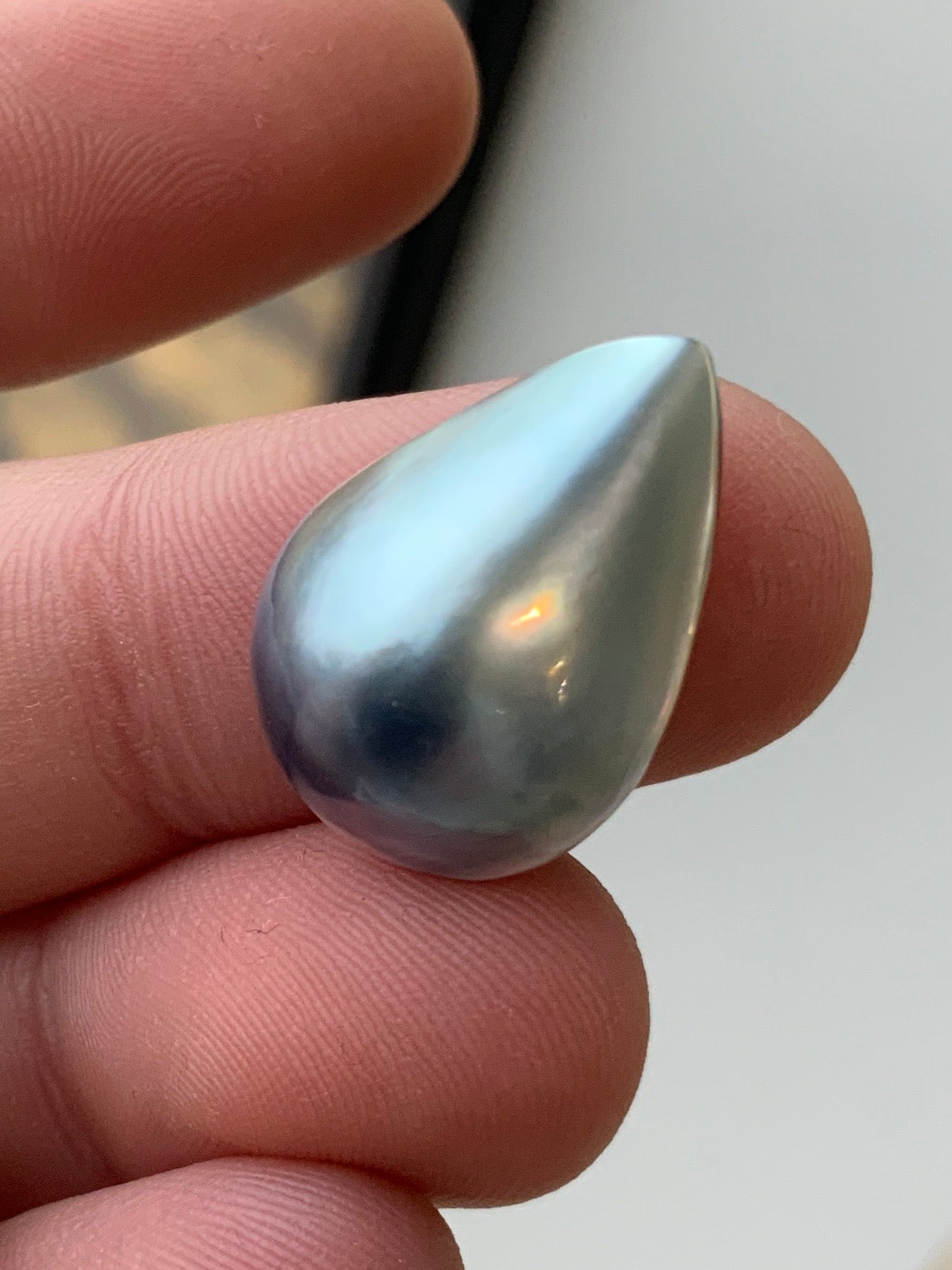 Opal Essence Australian Mabe tahitian Blister Pearl Blue and Grey Teardrop pendant or ring  