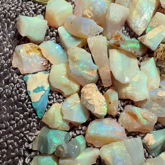 Opal Essence Australian Lambina Multicolored Crystal Opal Small Stone parcel 62.2 grams 