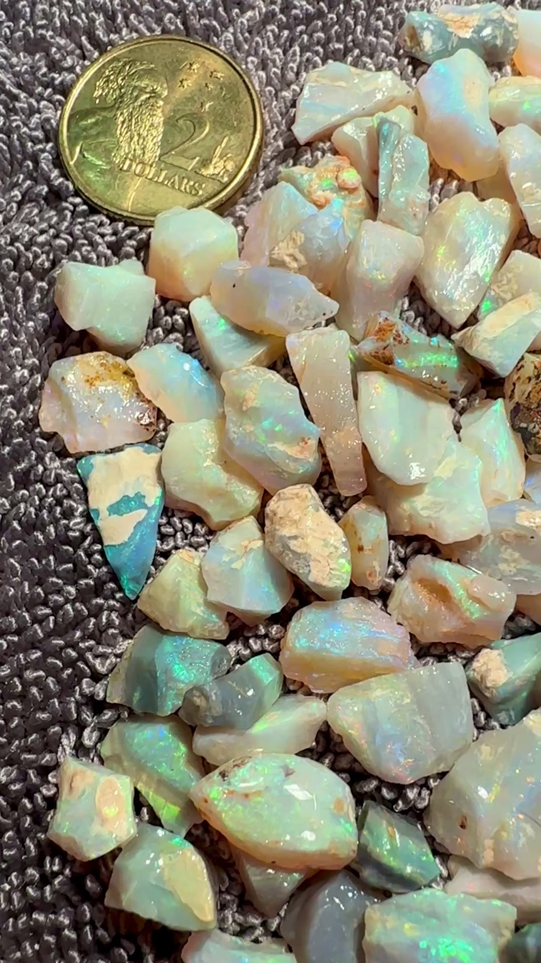 Opal Essence Australian Lambina Multicolored Crystal Opal Small Stone parcel 62.2 grams 