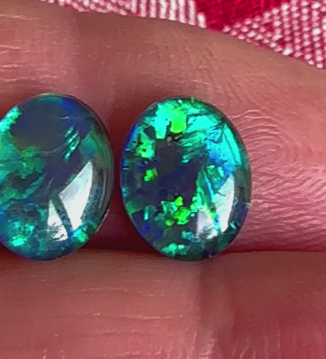 Matching pair Australian gem grade opal triplets 10x8mm