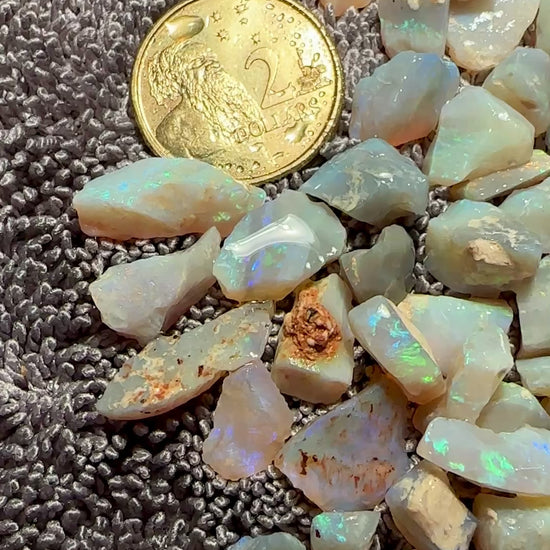 Opal Essence Australian Lambina Multicolored Crystal Opal Small Stone parcel 55.98 grams 