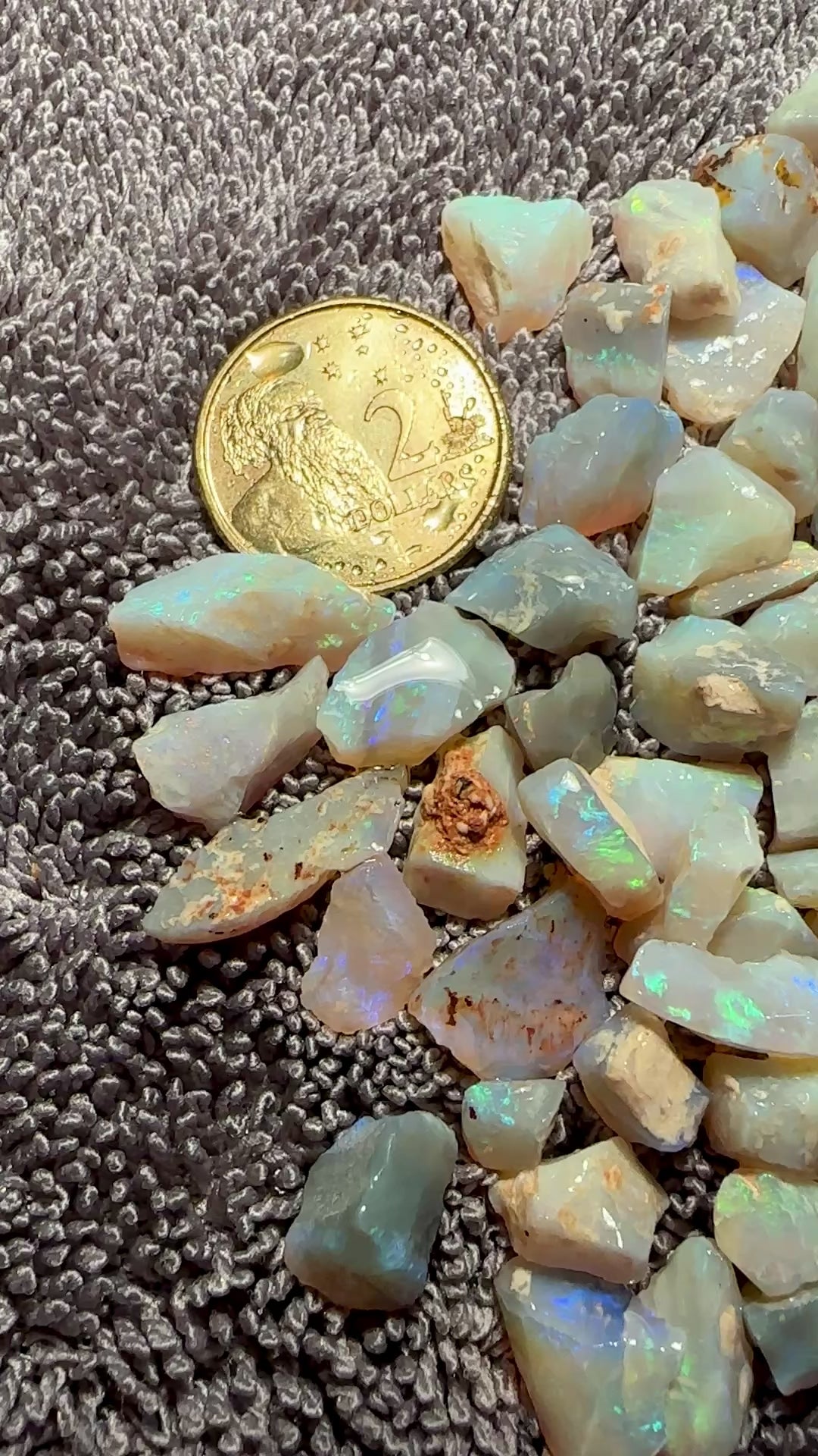 Opal Essence Australian Lambina Multicolored Crystal Opal Small Stone parcel 55.98 grams 
