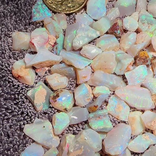 Opal Essence Australian Lambina Multicolored Crystal Opal Small Stone parcel 62.2 grams 