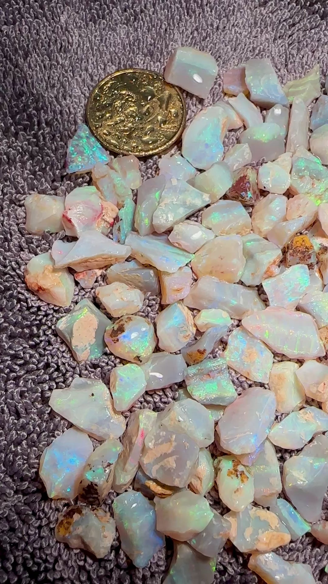Opal Essence Australian Lambina Multicolored Crystal Opal Small Stone parcel 62.2 grams 
