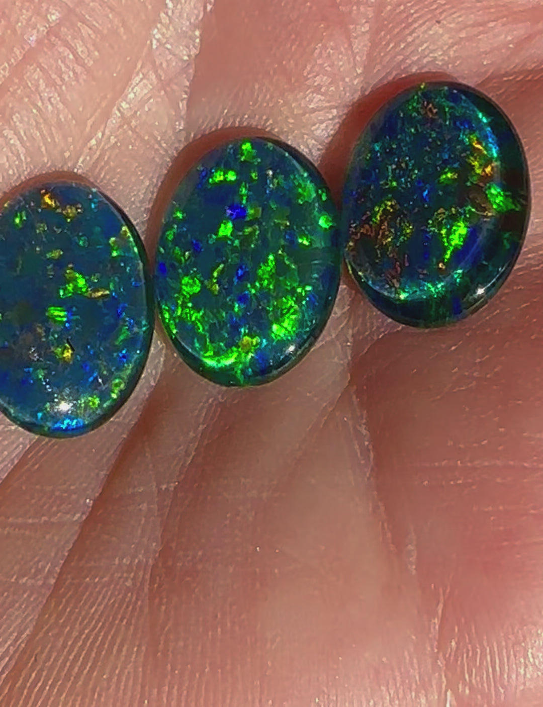 Set of 3 Australian Gem Opal Triplets 16x12mm