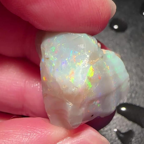 Opal Essence Australian Lambina Rough Grey Base opal multicolored Unset 