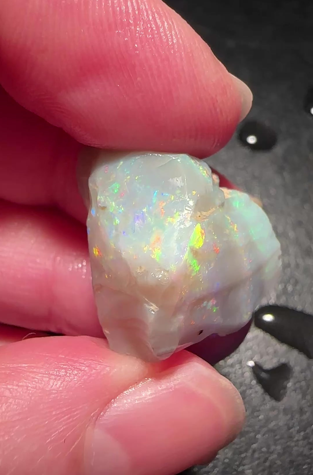 Opal Essence Australian Lambina Rough Grey Base opal multicolored Unset 