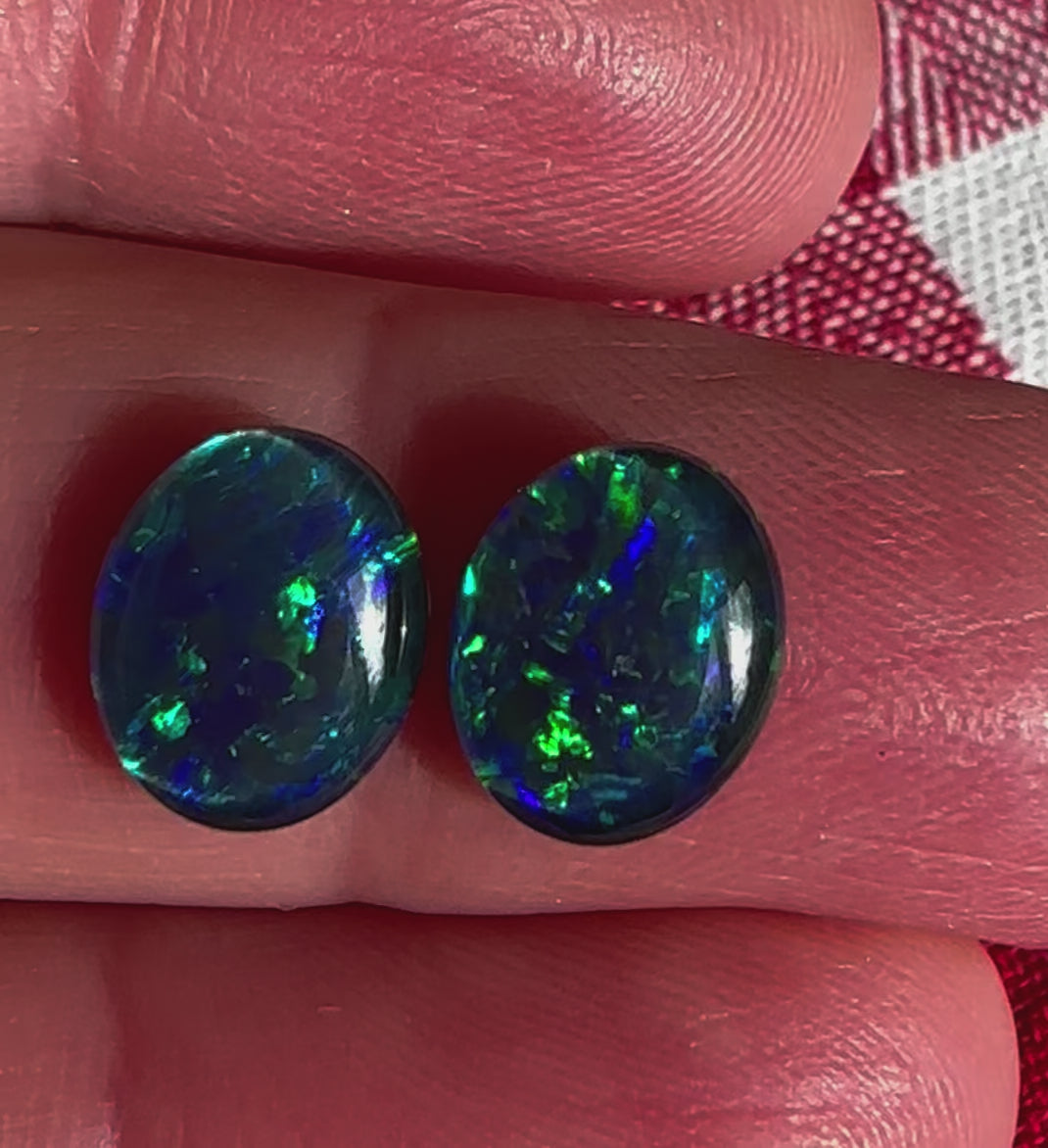 Matching pair Australian gem grade opal triplets 10x8mm