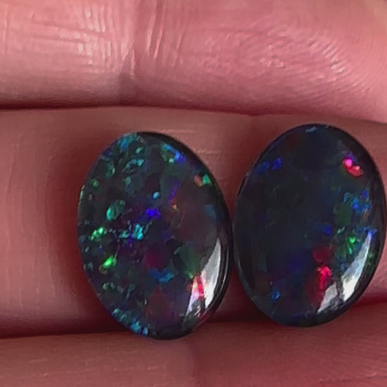 Matching pair Australian gem grade opal triplets 14x10mm