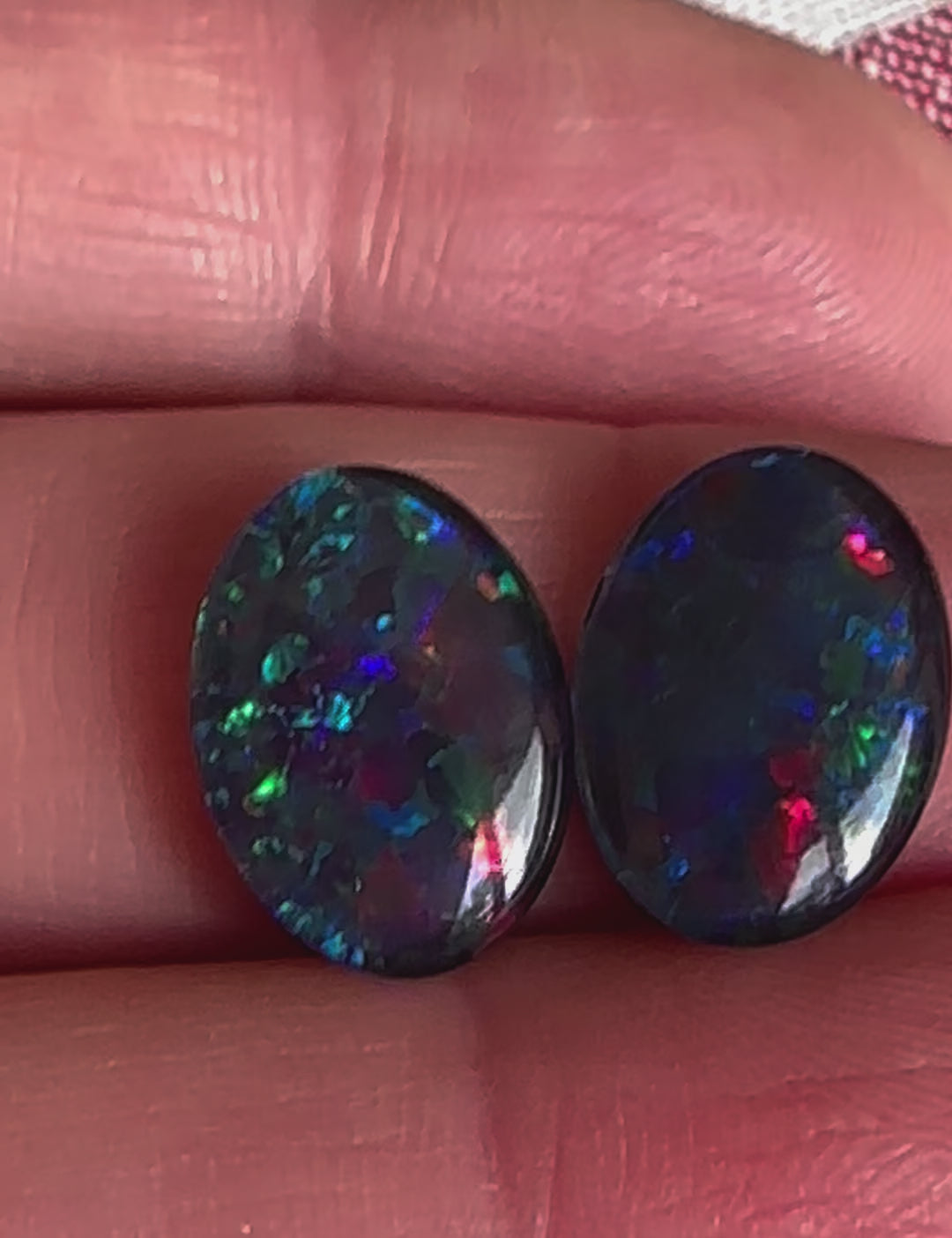 Matching pair Australian gem grade opal triplets 14x10mm