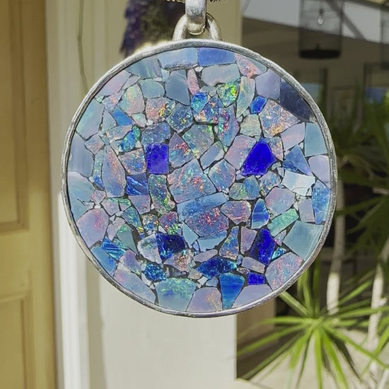 Opal Mosaic Pendant on Sterling Silver Chain - Opal Essence Wholesalers