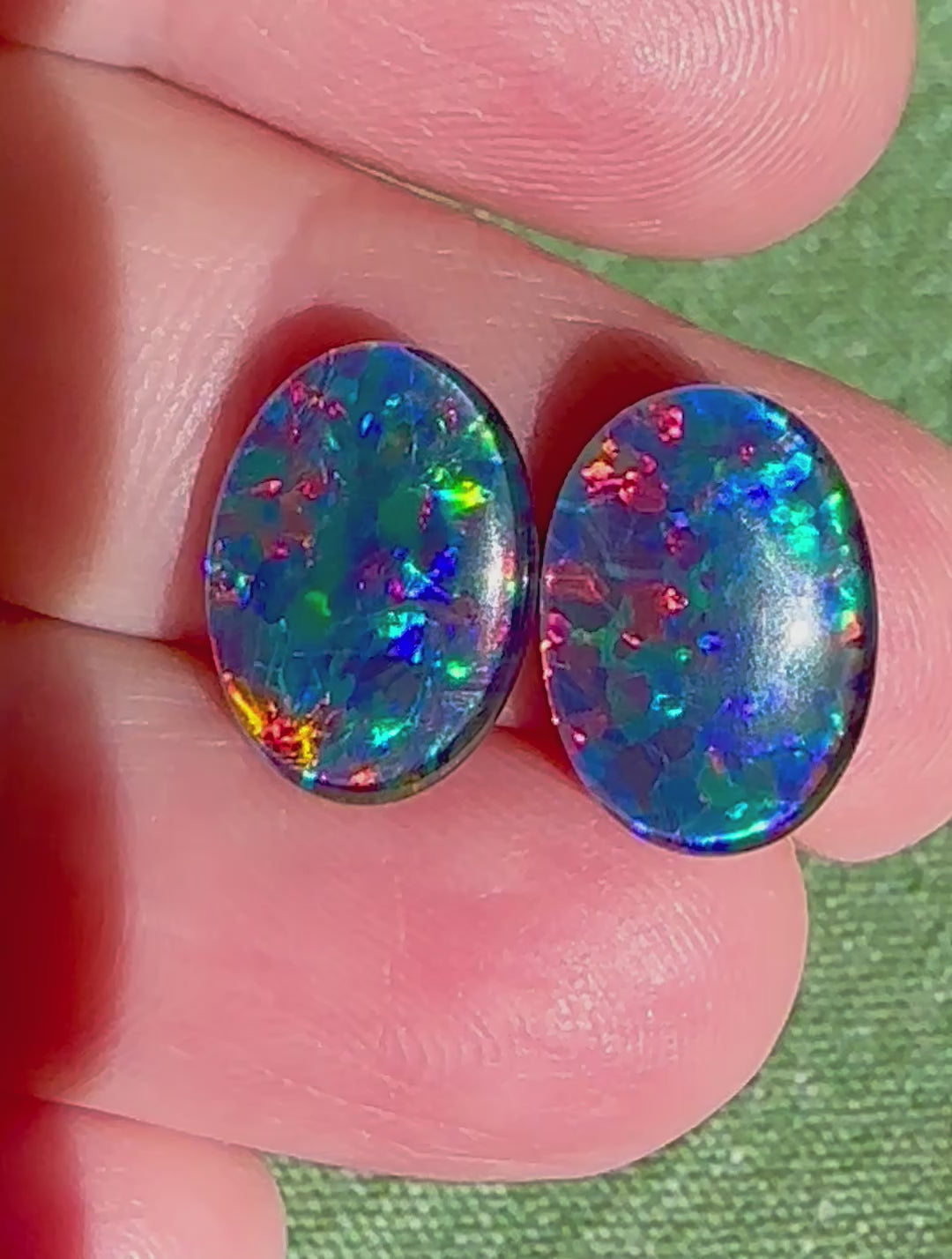 Matching pair Australian gem grade opal triplets 14x10mm