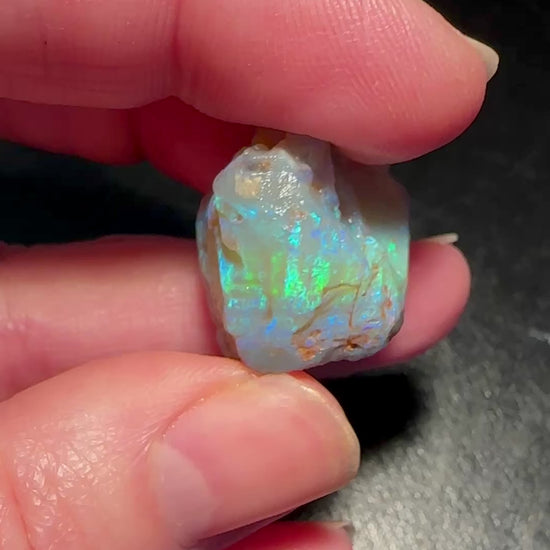 Opal Essence Australian Lambina Rough Grey Base opal multicolored Unset 