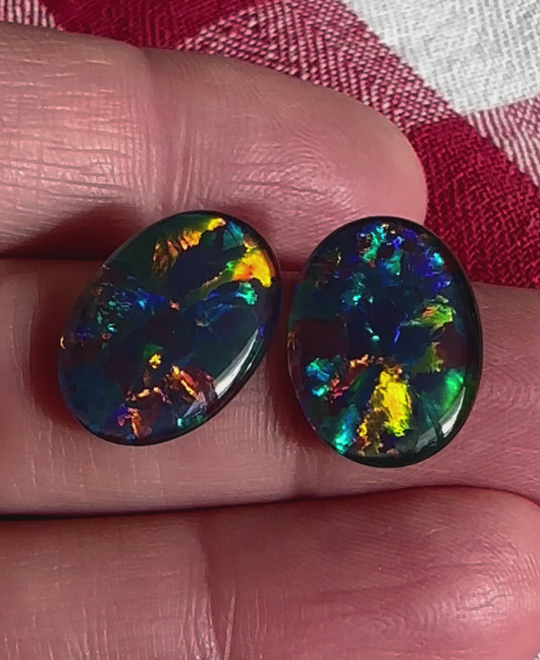 Pair Australian Opal Triplets 18x13mm