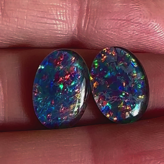 Matching pair Australian gem grade opal triplets 14x10mm