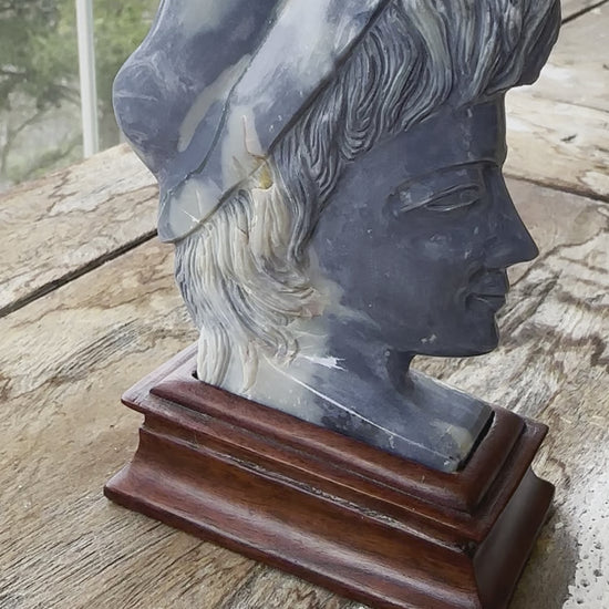 Large Australian Black Potch Opal Cameo Figurine Carving on a stand