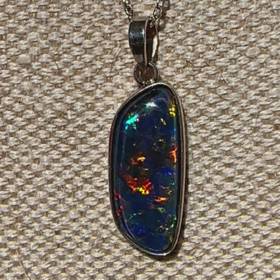 Australian Gem Opal Triplet Sterling Silver Pendant