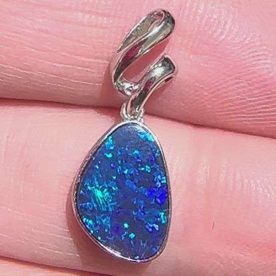 blue green opal pendant set in sterling silver