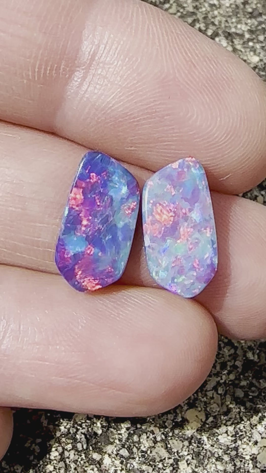 Matching Pair Of Brilliant Opal Doublets
