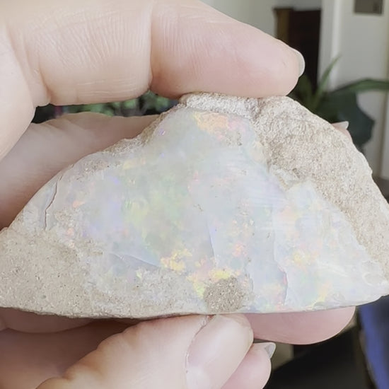 Brilliant rough opal specimen from Mintabie