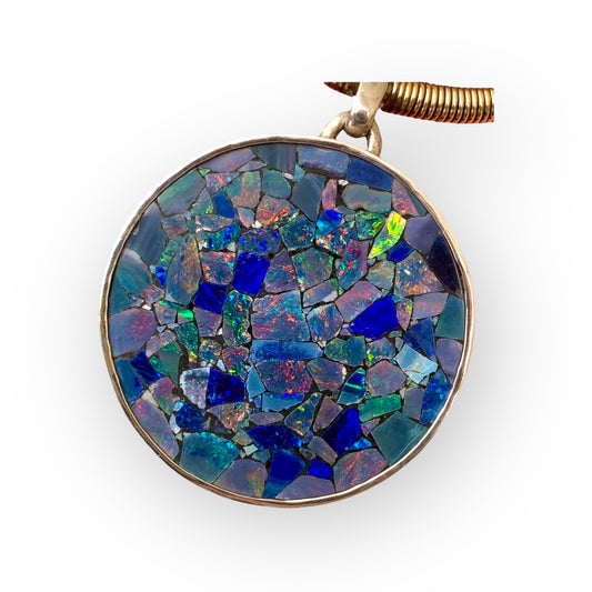 Opal Mosaic Pendant on Sterling Silver Chain - Opal Essence Wholesalers 
