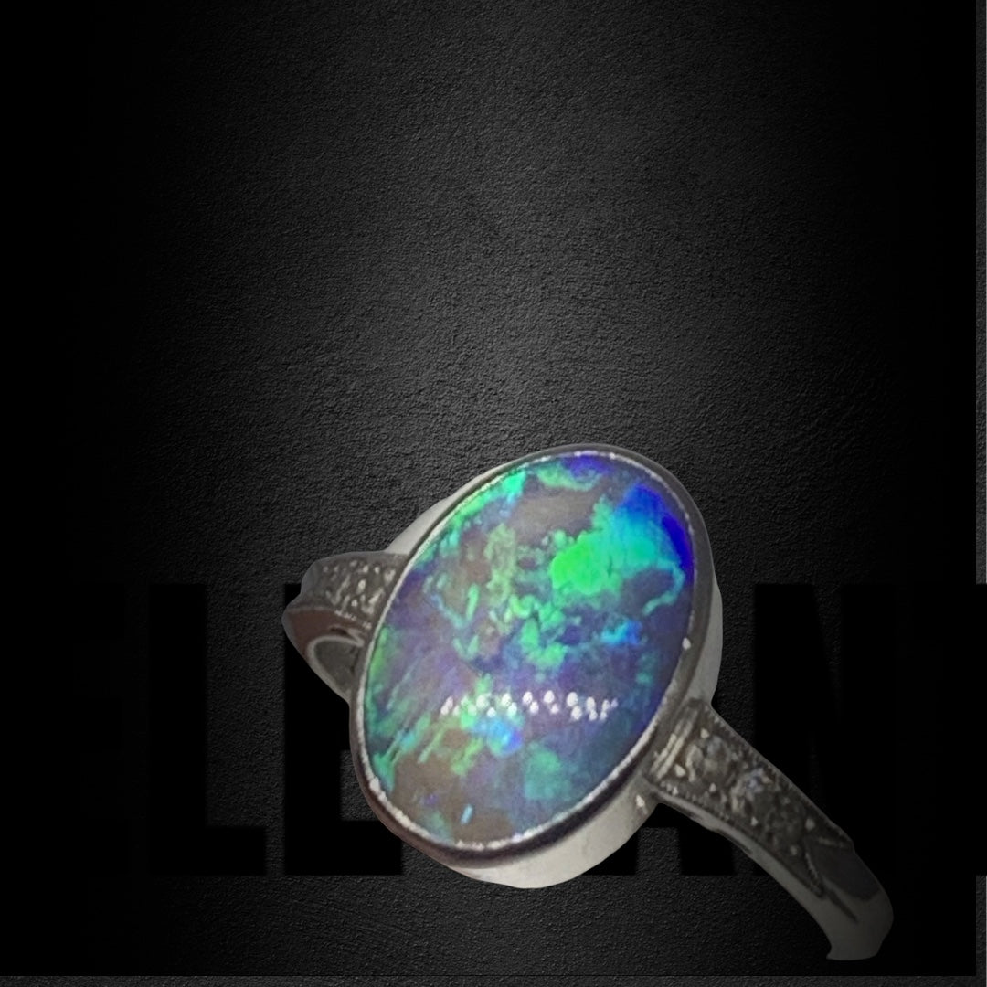 Black Opal ring with Diamonds - Opal Essence Wholesalers 