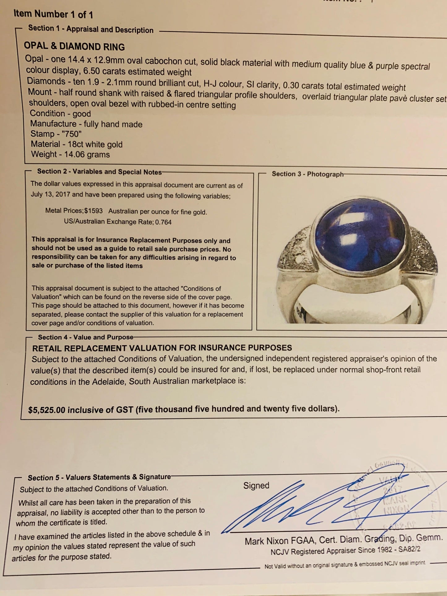 Black Opal and Diamond Ring 18k Gold - Opal Essence Wholesalers 